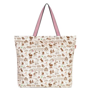 キャスキッドソン Cath Kidston トートバッグ 984577 105962017834102 LARGE FOLDAWAY TOTE SMALL LONDON PARKS スモール ロンドン パーク 折りたたみ式 トート ショルダーバッグ エコバッグ WARM CREAM クリーム系＋ブラウン系マルチカラー