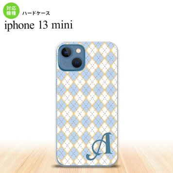 iPhone13mini iPhone13 mini ケース ハードケース アーガイル 青 グレー +アルファベット  nk-i13m-1413i