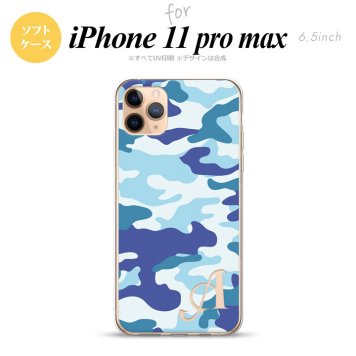 iPhone11ProMax iPhone11pro max スマホケース ソフトケース ウッドランド 迷彩 B 青 +アルファベット メンズ レディース nk-i11pm-tp1153i