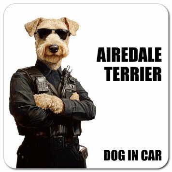 名入れ可 Airedale Terrier エアデールテリア カーサイン 車 マグネット 強力 13x13cm 正方形 セキュリティガード風 ちょい悪 マグネットステッカー 犬 安全対策 煽り運転 屋外 防水 屋内