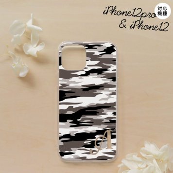 iPhone12/iPhone12pro iPhone12 / iPhone12pro スマホケース ソフトケース タイガー 迷彩 A グレー +アルファベット メンズ レディース nk-i12-tp1160i