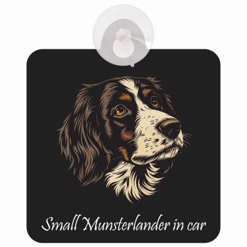 Small Munsterlander スモールミュンスターレンダー Aタイプ 車 窓ガラス 吸盤タイプ 犬 かっこいい おしゃれ イラスト付 DOG IN CAR ドッグインカー ドッグオンボード 安全対策 セーフティサイン デコ 外出 ドライブ カーサイン 吸盤