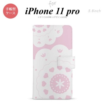 iPhone11Pro iPhone11 Pro 手帳型スマホケース カバー レース クリア ピンク  nk-004s-i11p-dr1484