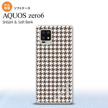 SHG04 SHG04 ZERO6 AQUOS zero6 スマホケース ソフトケース 千鳥 格子 小 茶 白 +アルファベット メンズ レディース nk-zero6-tp911i