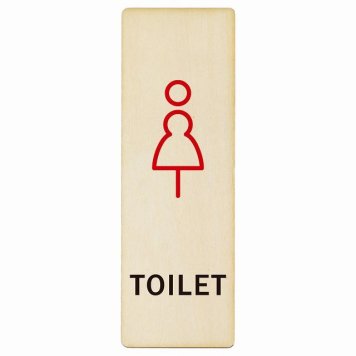 トイレ プレート 木製 女 Kタイプ 長方形 縦書き 4x12cm ドア サインステッカー ピクトサイン トイレマーク表示 案内 注意 施設 御手洗 TOILET おしゃれ シンプル 安全対策