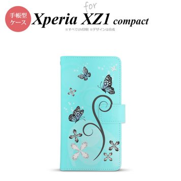 【手帳型 スマホ カバー ケース】【SO02K】【エクスペリア XZ1】手帳型 ケース SO-02K スマホ カバー Xperia XZ1 Compact エクスペリア バタフライ・蝶（D） 水色 nk-004s-so02k-dr226【メール便送料無料】