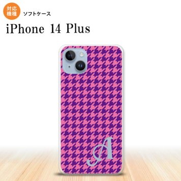 iPhone14 plsu iPhone14 plsu スマホケース 背面ケースソフトケース 千鳥 格子 小 紫 +アルファベット 2022年 10月発売 nk-i14pl-tp907i