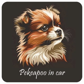ドッグ カーステッカー イラスト付 Dog in Car ペキプー Bタイプ セーフティサイン 犬種別 正方形 13x13cm シール リア あおり運転対策 Dog Sticker 屋外 屋内 防水 かわいい おしゃれ 安全対策 カーサイン