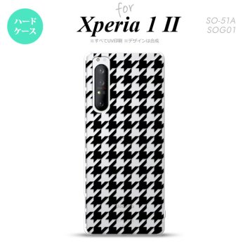Xperia 1 II 5G スマホケース 背面カバー ストラップホール有り ハードケース 千鳥 格子 大 黒 クリア ストラップホール おしゃれ かわいい かっこいい メンズ レディース nk-xp12-930