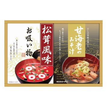 夏の贈り物お中元 山海の幸詰合せ 甘海老みそ汁（7.5g×3袋）･永谷園松茸風味お吸い物（2.3g×4袋）×各1