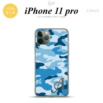 iPhone11Pro iPhone11 Pro スマホケース ソフトケース ウッドランド 迷彩 C 青 +アルファベット メンズ レディース nk-i11p-tp1154i
