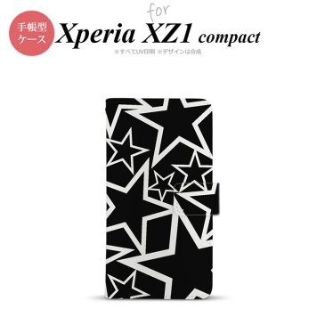 【手帳型 スマホ カバー ケース】【SO02K】【エクスペリア XZ1】手帳型 ケース SO-02K スマホ カバー Xperia XZ1 Compact エクスペリア 星 黒×白 nk-004s-so02k-dr1121【メール便送料無料】