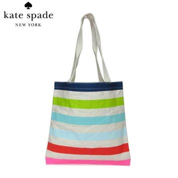 ケイト・スペード ブティック kate spade トートバッグ 174954 CANVAS BOOK TOTE キャンバス ボーダー柄 ブック トート ベージュ系×マルチカラー【RCP】【楽天カード分割】【レディース】
