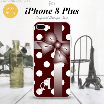 【iPhone8Plus】【スマホケース/スマホカバー】【アイフォン8プラス】iPhone8Plus スマホケース ケース アイフォン8プラス イニシャル ドット・リボン 赤茶 nk-ip8p-tp301ini【メール便送料無料】