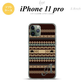 iPhone11Pro iPhone11 Pro スマホケース ソフトケース エスニック ゾウ 茶 +アルファベット メンズ レディース nk-i11p-tp1574i