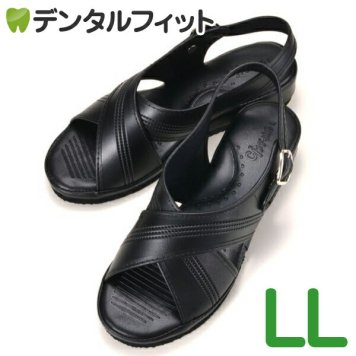 ナースシューズ 黒 LL (24.5-25.0cm) 1足 ／ ナースサンダル クロスサンダル 【送料無料】