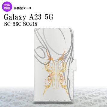 Galaxy A23 GalaxyA23 手帳型スマホケース カバー ピンスト 白 黄 2022年 10月発売 nk-004s-a23-dr1247