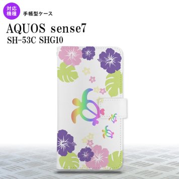 sense7 sense7 手帳型スマホケース カバー ホヌ ハイビスカス クリア 2022年 11月発売 nk-004s-sens7-dr685