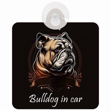 Bulldog ブルドッグ Bタイプ 車 窓ガラス 吸盤タイプ 犬 かっこいい おしゃれ イラスト付 DOG IN CAR ドッグインカー ドッグオンボード 安全対策 セーフティサイン デコ 外出 ドライブ カーサイン 吸盤