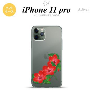 iPhone11Pro iPhone11 Pro スマホケース ソフトケース ハイビスカス B 赤 メンズ レディース nk-i11p-tp085