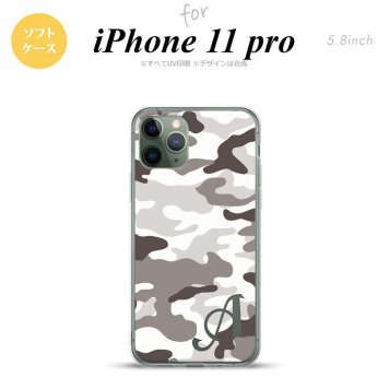 iPhone11Pro iPhone11 Pro スマホケース ソフトケース ウッドランド 迷彩 B グレー +アルファベット メンズ レディース nk-i11p-tp1146i