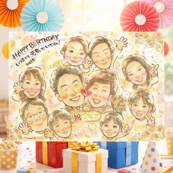 金婚式のギフトに、心のこもった贈り物をお探しなら。ラッピング対応で、贈り物として渡しやすい似顔絵です。 金婚式 似顔絵 ギフト 手描き 贈り物 プレゼント 名入れ 金婚式 結婚記念日 銀婚式 大人数 夫婦 祖母 おばあちゃん おじいちゃん 家族 修正無料 下書き確認 名入れ 実績多数 サプライズ かわいい そっくり 長寿 50周年 結婚記念日 感謝 親孝行 お祝い返し オーダーメイド お祝いの品