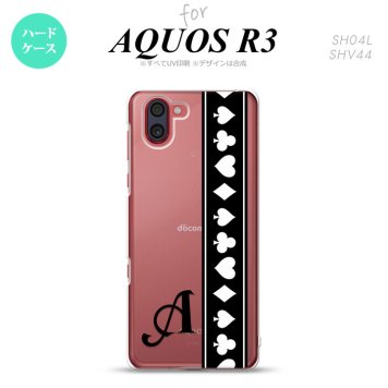 SH-04L SHV44 R3 AQUOS R3 スマホケース カバー トランプ 帯 黒 白 +アルファベット nk-r3-523i