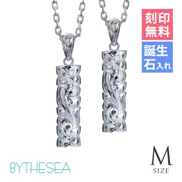 ハワイアンジュエリー ネックレス シルバー ペアネックレス 2本セット 刻印 無料 誕生石入れ可 Mサイズ カットアウト バチカン彫有 シルバー925 ギフトラッピング可能 長さ選べる カップル 夫婦 プレゼント ハロウィン 【品番：CG-SP331P】