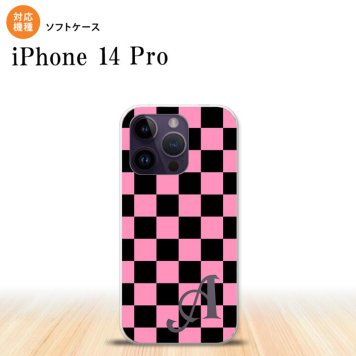 iPhone14 Pro iPhone14 Pro スマホケース 背面ケースソフトケース スクエア 黒 ピンク +アルファベット 2022年 9月発売 nk-i14p-tp762i