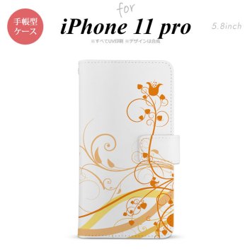 iPhone11Pro iPhone11 Pro 手帳型スマホケース カバー 草 ボタニカル オレンジ  nk-004s-i11p-dr1625