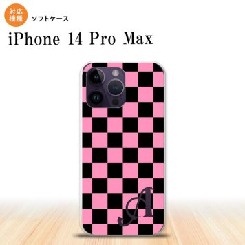 iPhone14 ProMax iPhone14 Pro Max スマホケース 背面ケースソフトケース スクエア 黒 ピンク +アルファベット 2022年 9月発売 nk-i14pm-tp762i