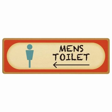 トイレ プレート 木製 MENS レトロ デザイン 左 矢印 長方形 12x4cm 方向案内 進路ドア サインプレート ピクトサイン トイレマーク表示 案内 注意 施設 御手洗 TOILET おしゃれ シンプル 安全対策