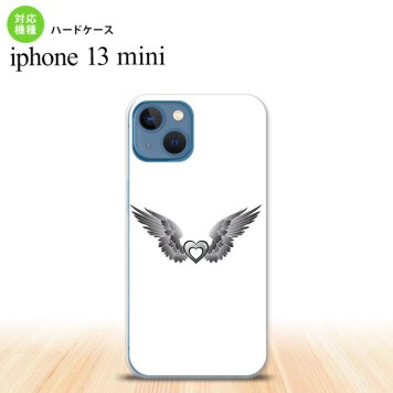 iPhone13mini iPhone13 mini ケース ハードケース 黒翼 ハート 白 グレー  nk-i13m-470