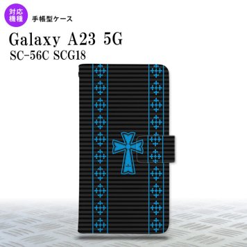 Galaxy A23 GalaxyA23 手帳型スマホケース カバー ゴシック 黒 水色 2022年 10月発売 nk-004s-a23-dr1009