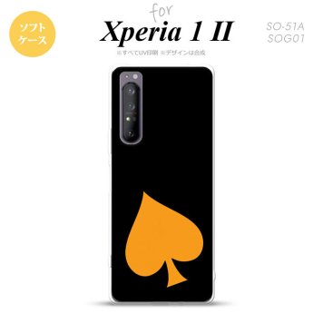 Xperia 1 II 5G スマホケース 背面カバー ストラップホール有り ソフトケース トランプ スペード 黒 オレンジ ストラップホール おしゃれ かわいい かっこいい メンズ レディース nk-xp12-tp544
