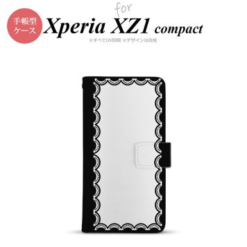 【手帳型 スマホ カバー ケース】【SO02K】【エクスペリア XZ1】手帳型 ケース SO-02K スマホ カバー Xperia XZ1 Compact エクスペリア レース柄（A） 黒 nk-004s-so02k-dr362【メール便送料無料】