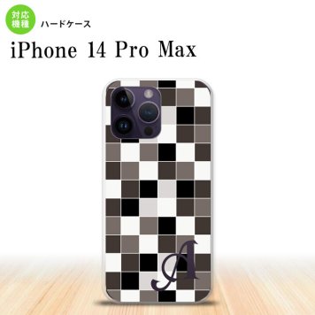 iPhone14 ProMax iPhone14 Pro Max スマホケース 背面ケース ハードケース スクエア モザイク グレー +アルファベット 2022年 9月発売 nk-i14pm-1016i