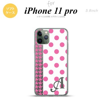 iPhone11Pro iPhone11 Pro スマホケース ソフトケース ドット 千鳥 ピンク +アルファベット メンズ レディース nk-i11p-tp1511i
