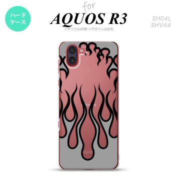 SH-04L SHV44 R3 AQUOS R3 スマホケース カバー ファイヤー 炎 クリア 黒 nk-r3-1312