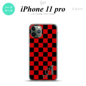iPhone11Pro iPhone11 Pro スマホケース ハードケース スクエア 黒 赤 +アルファベット メンズ レディース nk-i11p-763i