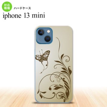 iPhone13mini iPhone13 mini ケース ハードケース 蝶と草 ゴールド風  nk-i13m-1635