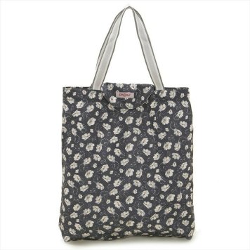 キャスキッドソン Cath Kidston エコバッグ トートバッグ 799768 Foldaway Tote フォルダウェイトート Soft Black Falling Cosmos 花柄ブラック系マルチ