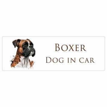 ドッグ カーステッカー イラスト付 Dog in Car ボクサー Aタイプ セーフティサイン 犬種別 長方形 15x5cm シール リア あおり運転対策 Dog Sticker 屋外 屋内 防水 かわいい おしゃれ 安全対策 カーサイン