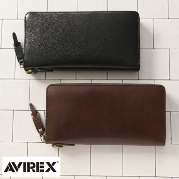 AVIREX BEIDE イタリアンレザー ラウンド長財布 