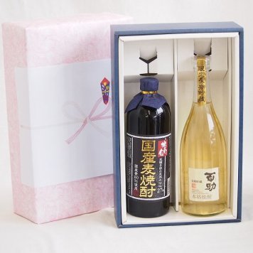 本格麦焼酎贈り物ギフトボックスセット 麦焼酎独奏会 国産麦27°(大分県)720ml麦焼酎百助 長期貯蔵25°(大分県)720ml