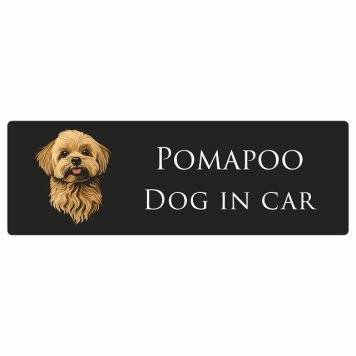 ドッグ カーステッカー イラスト付 Dog in Car ポメプー Aタイプ セーフティサイン 犬種別 長方形 15x5cm シール リア あおり運転対策 Dog Sticker 屋外 屋内 防水 かわいい おしゃれ 安全対策 カーサイン