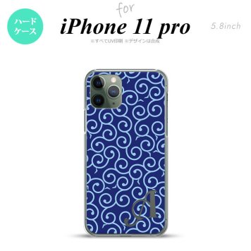 iPhone11Pro iPhone11 Pro スマホケース ハードケース 唐草 青 水色 +アルファベット メンズ レディース nk-i11p-1131i
