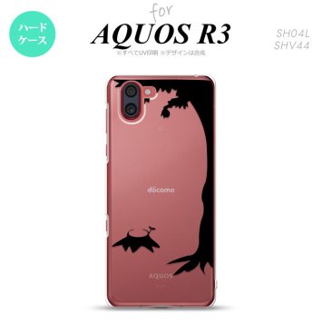 SH-04L SHV44 R3 AQUOS R3 スマホケース カバー 切り株 黒 nk-r3-197