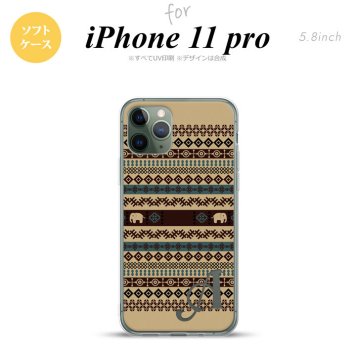 iPhone11Pro iPhone11 Pro スマホケース ソフトケース エスニック ゾウ ベージュ ブルー +アルファベット メンズ レディース nk-i11p-tp1572i