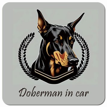 イラスト付 Dog in Car ドーベルマン Aタイプ カーサイン 車 マグネットステッカー 犬 マグネット 強力 13x13cm 正方形 おしゃれ かわいい ドラレコステッカー 安全対策 危険運転 煽り運転 アニマル 動物 犬種別 屋外 防水 屋内